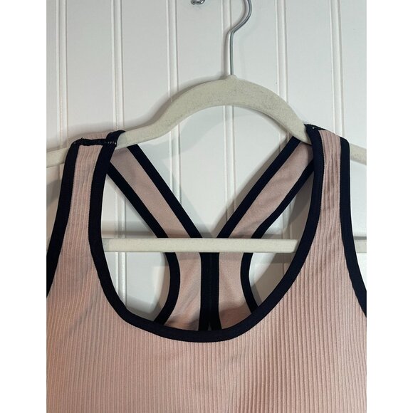 New Balance XL Space Pink Sports Bra With Back Straps & Ribbed Design - Picture 4 of 10